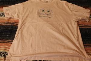 Cute Embroidered Kitty T Mens Large/XL